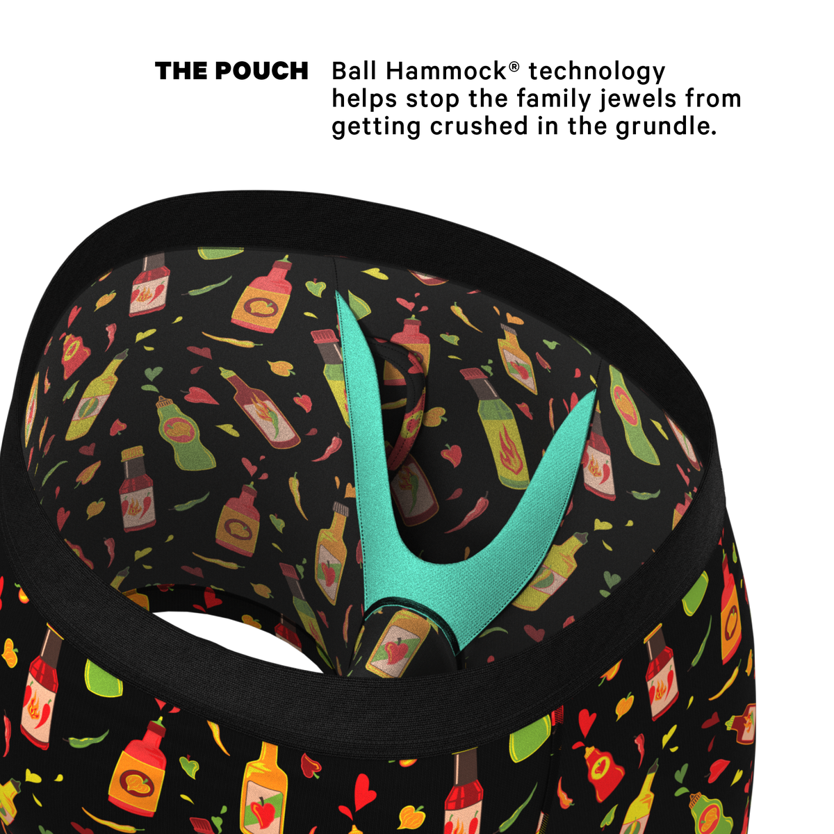 The Gotcha Sriracha | Hot Sauce Ball Hammock® Pouch Underwear With Fly - Shinesty