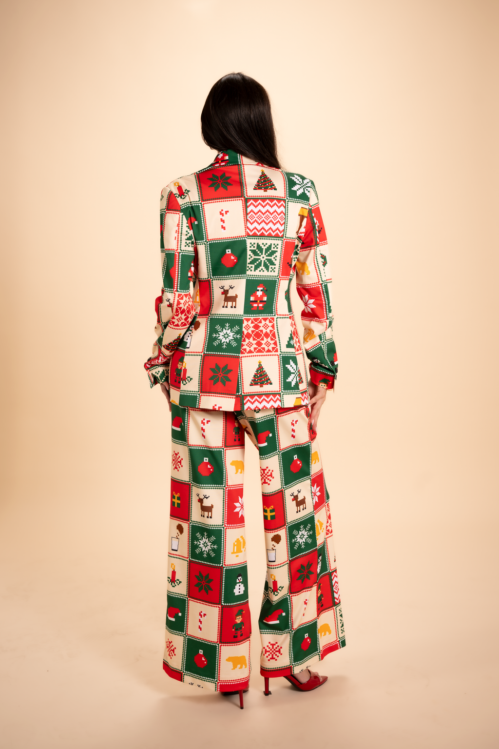 The Grandma's Monstrosity | Quilt Notch Collar Lined Blazer - Shinesty