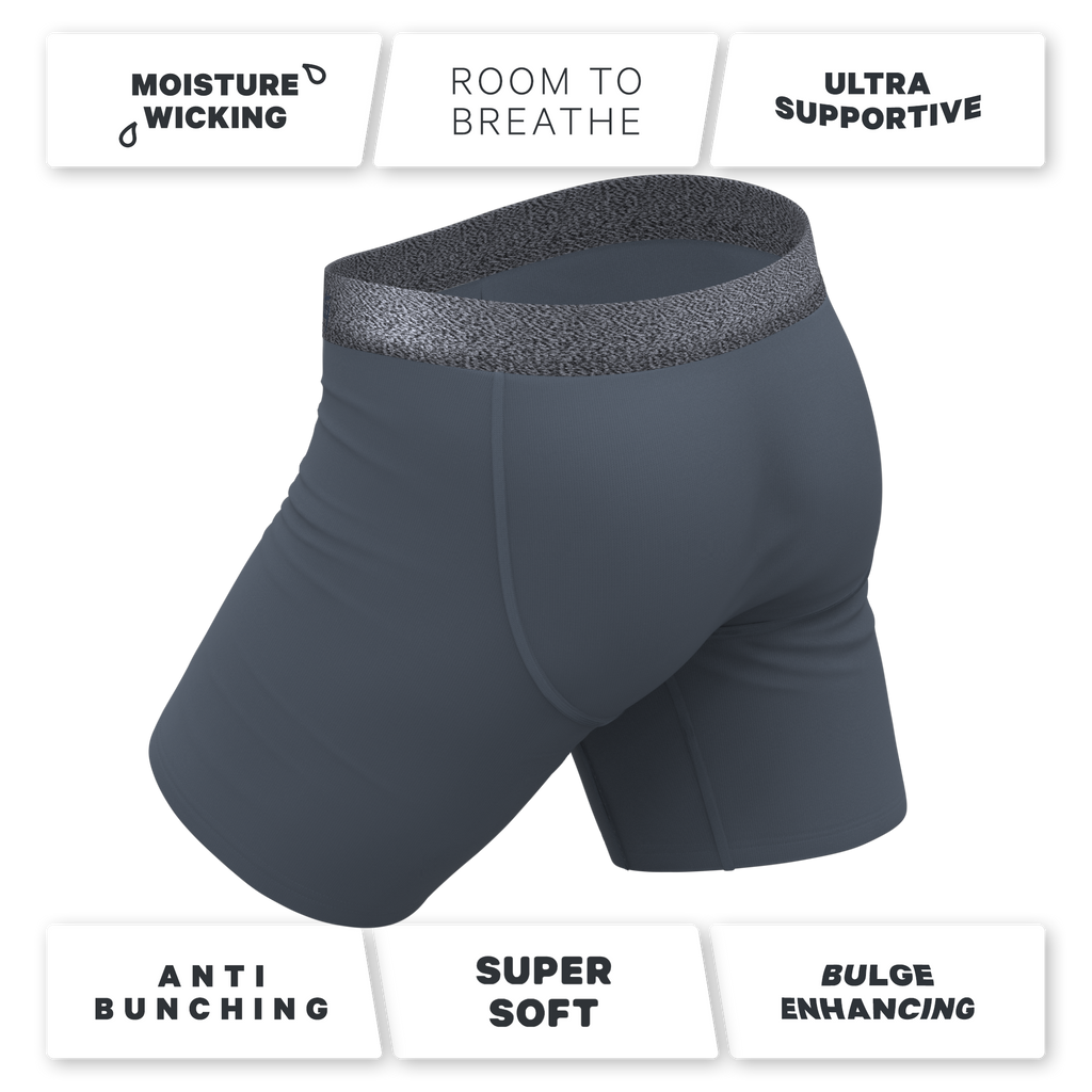 The Graphite | Tonal Grey Ball Hammock® Boxer - Long Leg - Shinesty