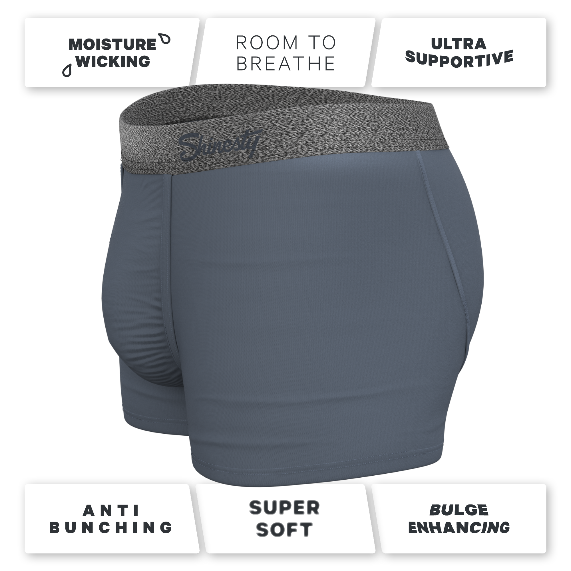 The Graphite | Tonal Grey Ball Hammock® Pouch Trunks Underwear - Shinesty