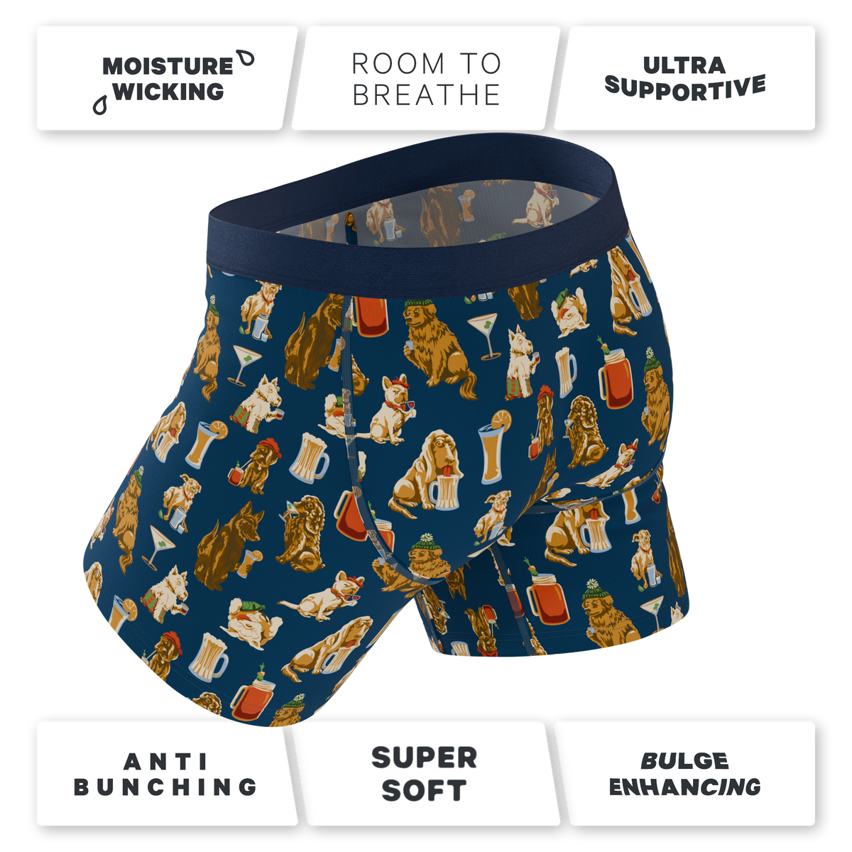 The Hair Of The Dog | Dogs & Drinks Ball Hammock® Pouch Underwear With Fly - Shinesty