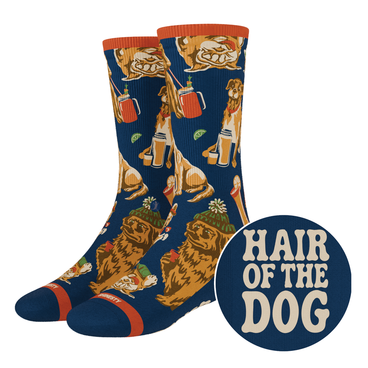 The Hair Of The Dog | Dogs & Drinks Heel Hammock™ Crew Socks - Shinesty