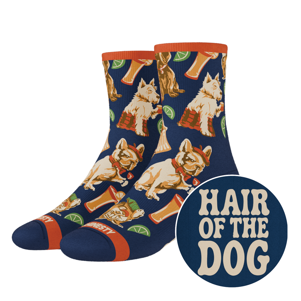 The Hair Of The Dog | Dogs & Drinks Heel Hammock™ Quarter Crew Socks - Shinesty