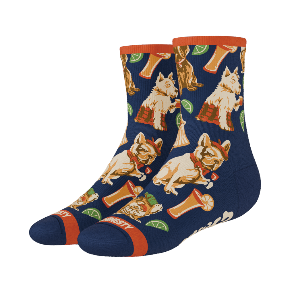 The Hair Of The Dog | Dogs & Drinks Heel Hammock™ Quarter Crew Socks - Shinesty