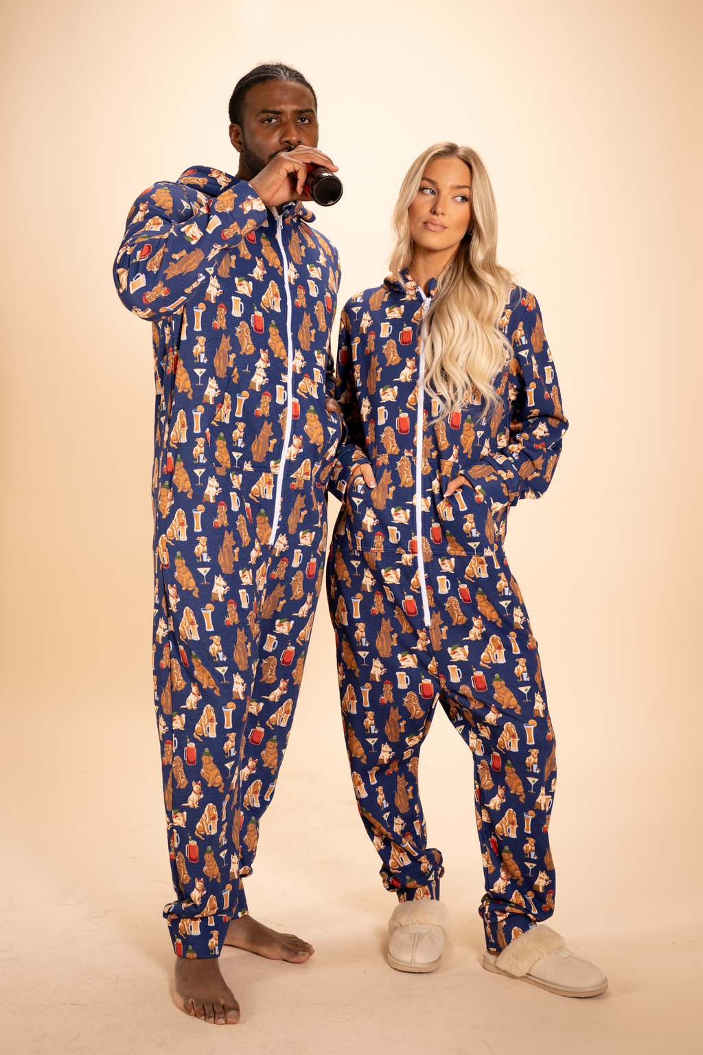 The Hair Of The Dog | Dogs & Drinks Sexy Terry™ Men's Lounge Onesie - Shinesty