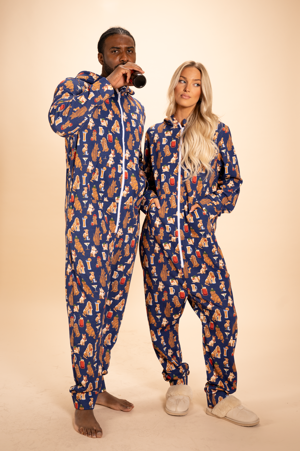 The Hair Of The Dog | Dogs & Drinks Sexy Terry™ Men's Lounge Onesie - Shinesty