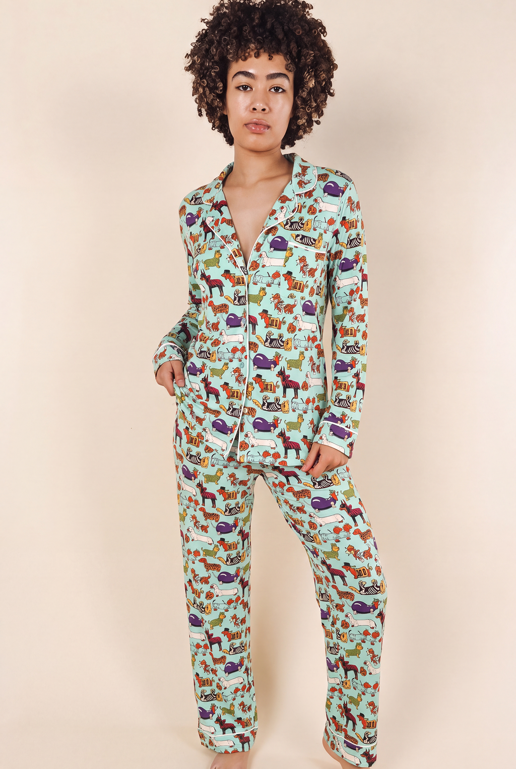 The Halloweenies | Halloween Dogs SleepDeep™ Women’s Long Sleeve Pajama Set - Shinesty