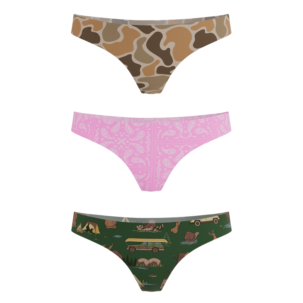 The Happy Trails | Women's Thong Underwear 3 Pack - Shinesty