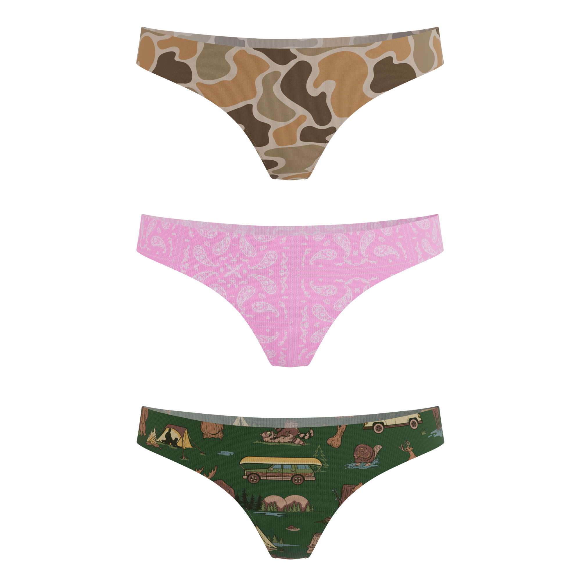 The Happy Trails | Women's Thong Underwear 3 Pack - Shinesty