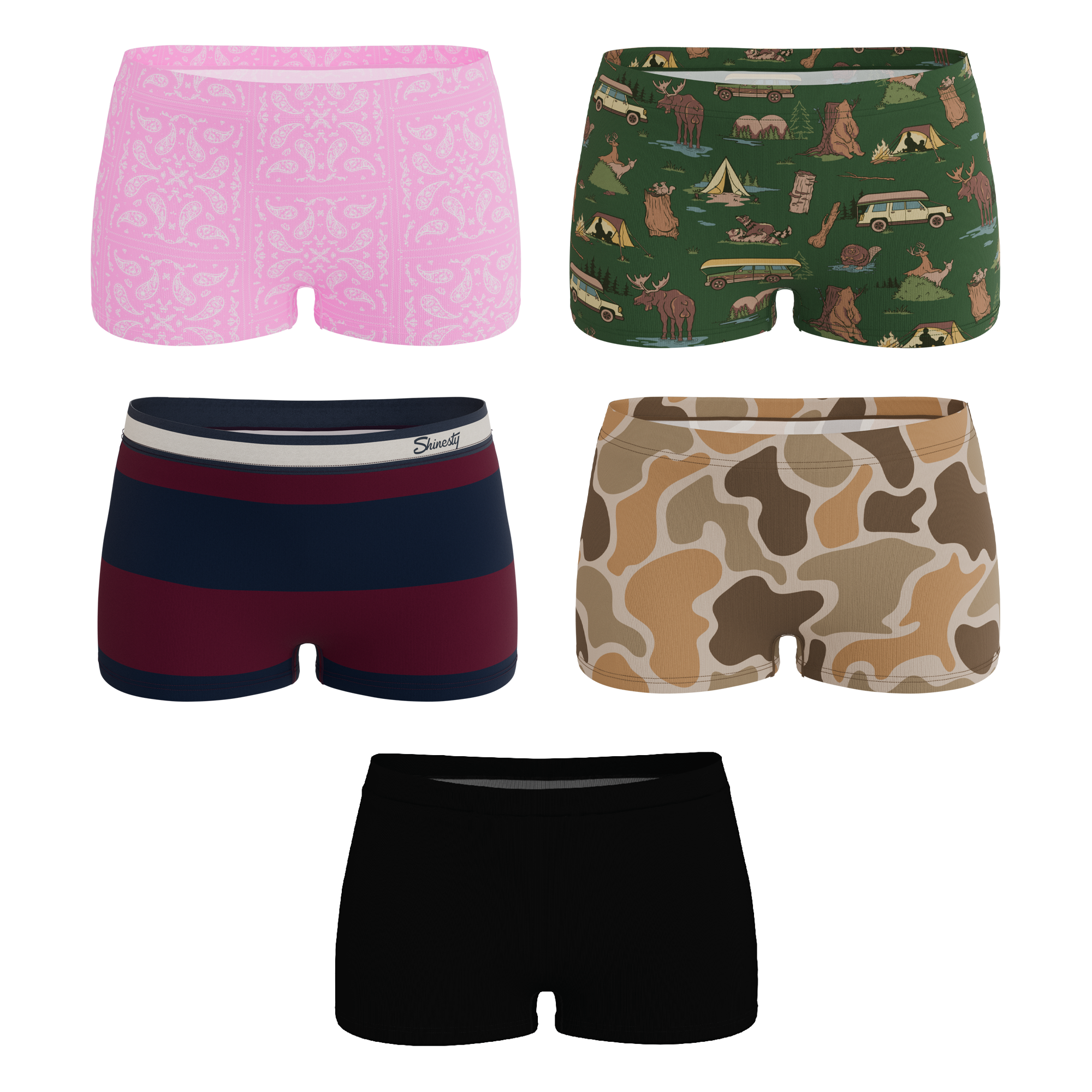 The Happy Trails | Boyshort Underwear 5 Pack - Shinesty
