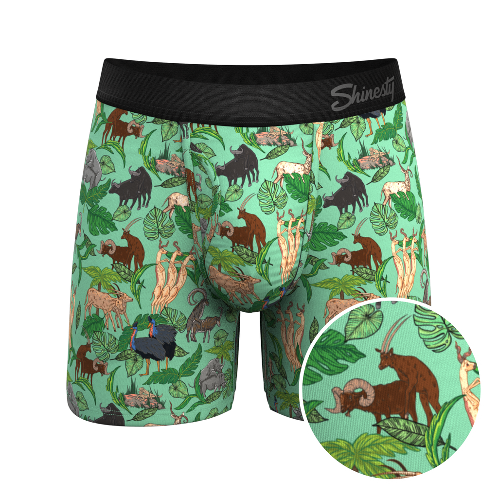 The Hornography | Tropical Animals Ball Hammock® Pouch Underwear With Fly - Shinesty