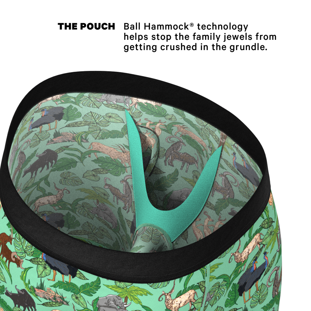 The Hornography | Tropical Animals Ball Hammock® Pouch Underwear With Fly - Shinesty