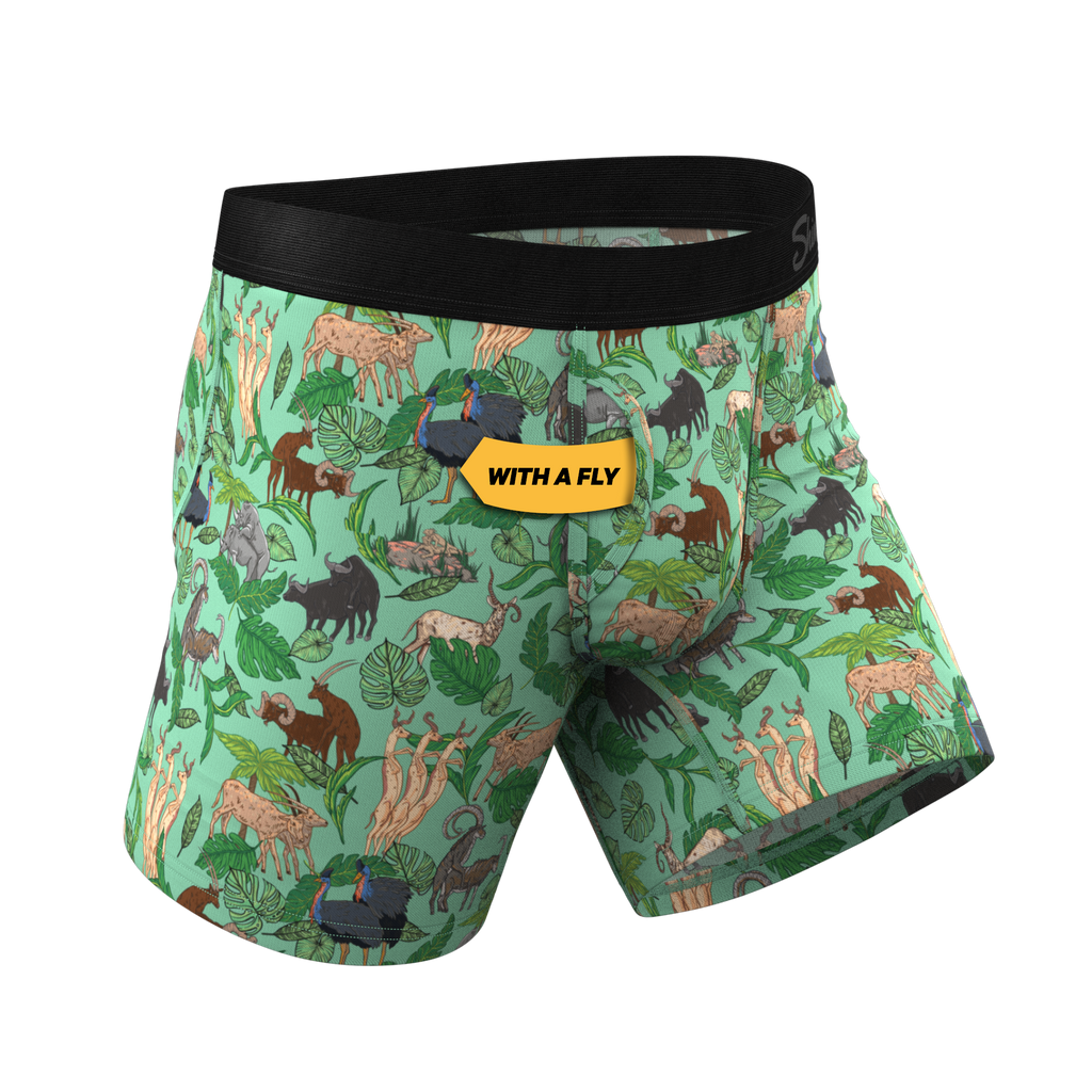 The Hornography | Tropical Animals Ball Hammock® Pouch Underwear With Fly - Shinesty