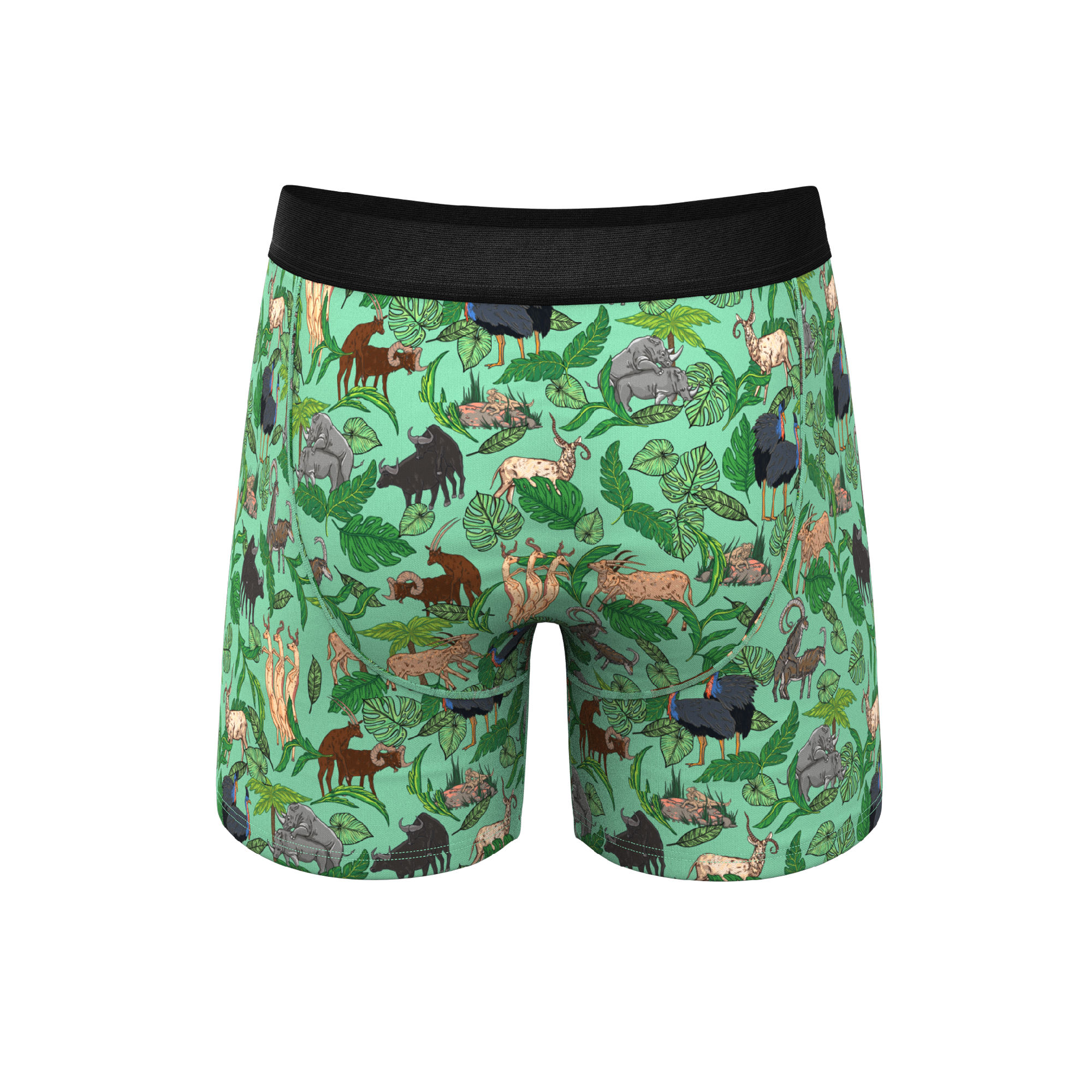 The Hornography | Tropical Animals Ball Hammock® Pouch Underwear With Fly - Shinesty