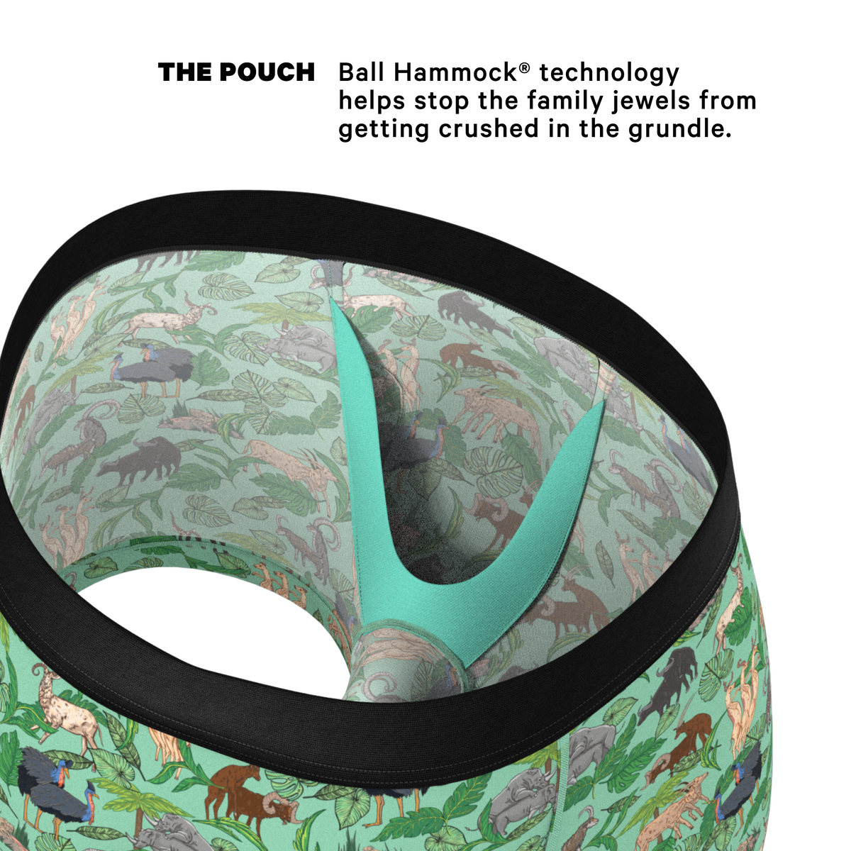 The Hornography | Tropical Animals Ball Hammock® Pouch Trunks Underwear - Shinesty