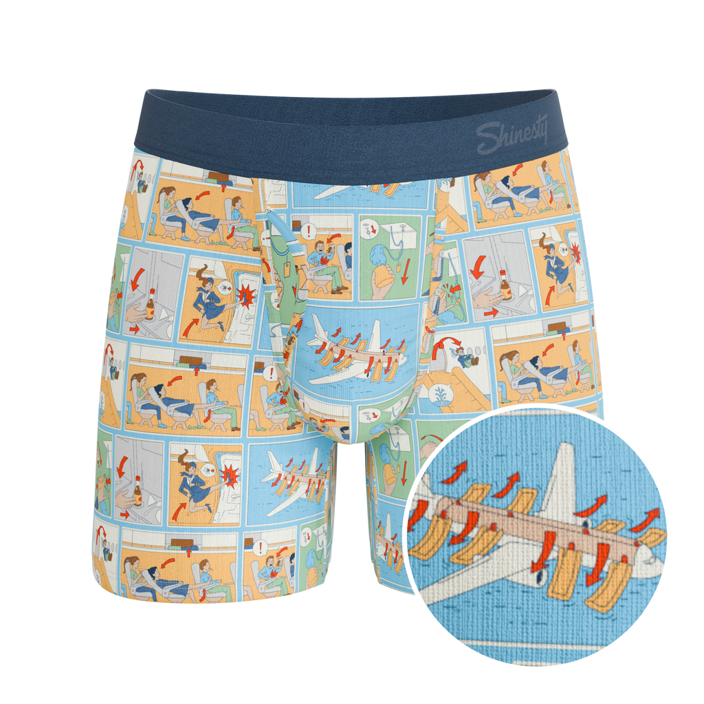 The Improper Protocol | Airplane Pamphlet Ball Hammock® Pouch Underwear With Fly - Shinesty