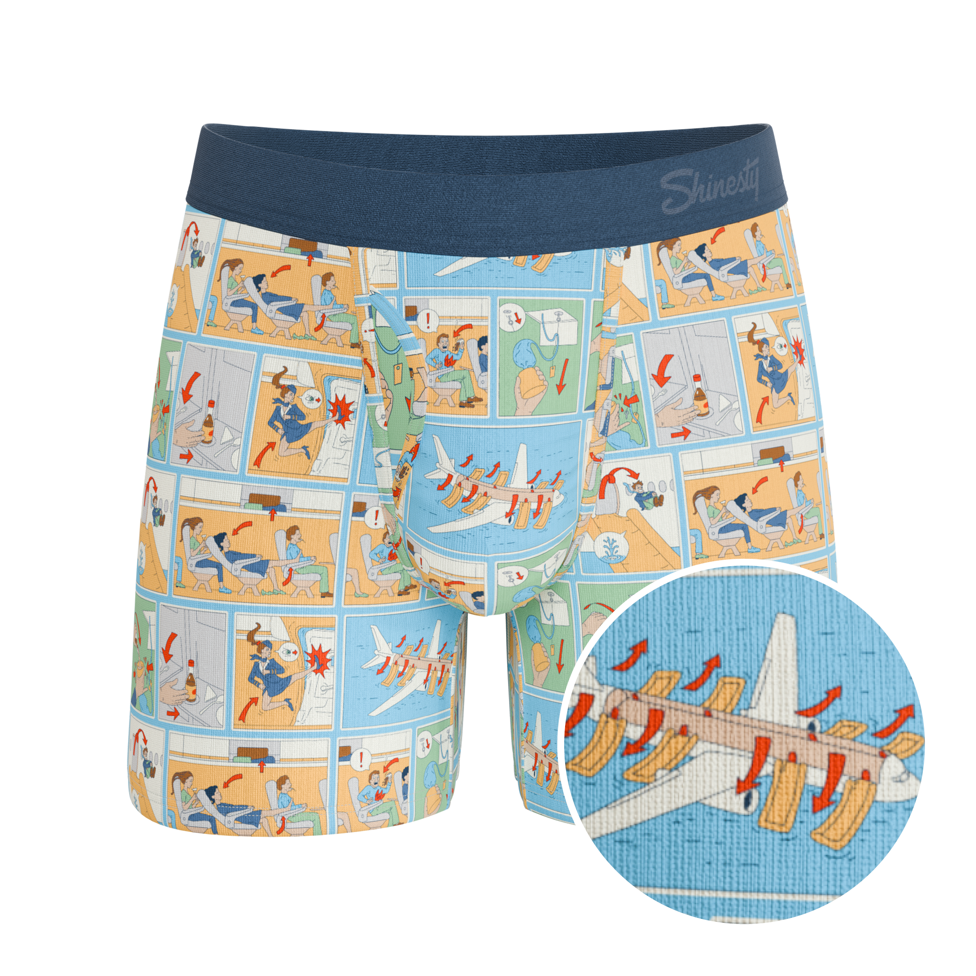 The Improper Protocol | Airplane Pamphlet Ball Hammock® Pouch Underwear With Fly - Shinesty