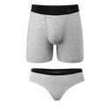 The Gray Area | Heather Grey Ball Hammock® Boxer and Cheeky Matching Couples Underwear 2 Pack - Shinesty