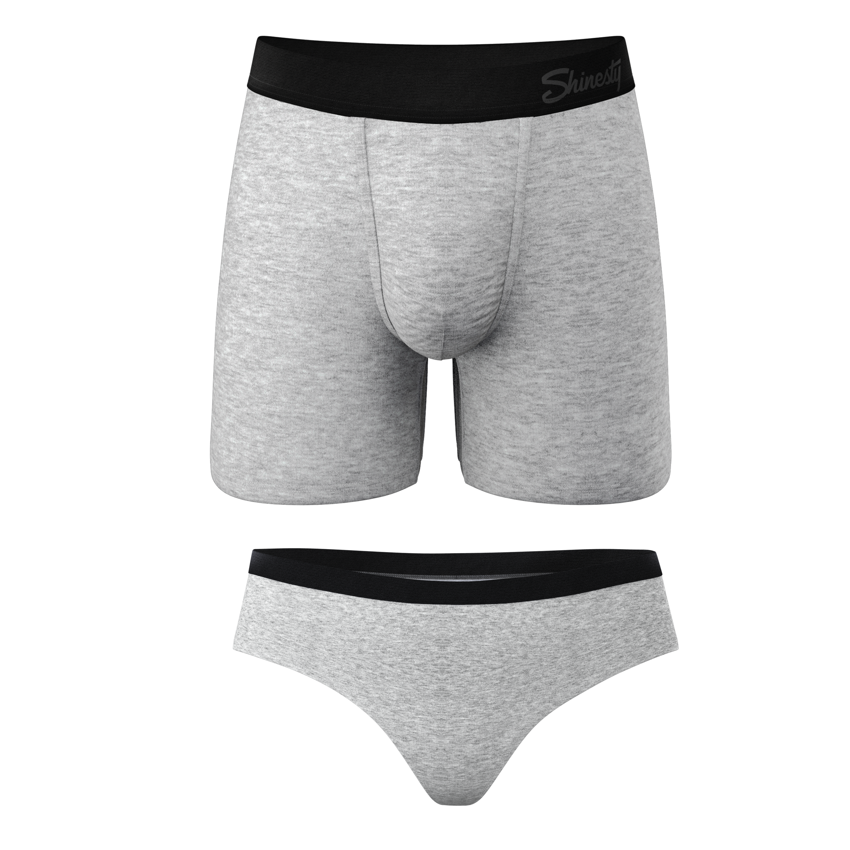 The Gray Area | Heather Grey Ball Hammock® Boxer and Cheeky Matching Couples Underwear 2 Pack - Shinesty