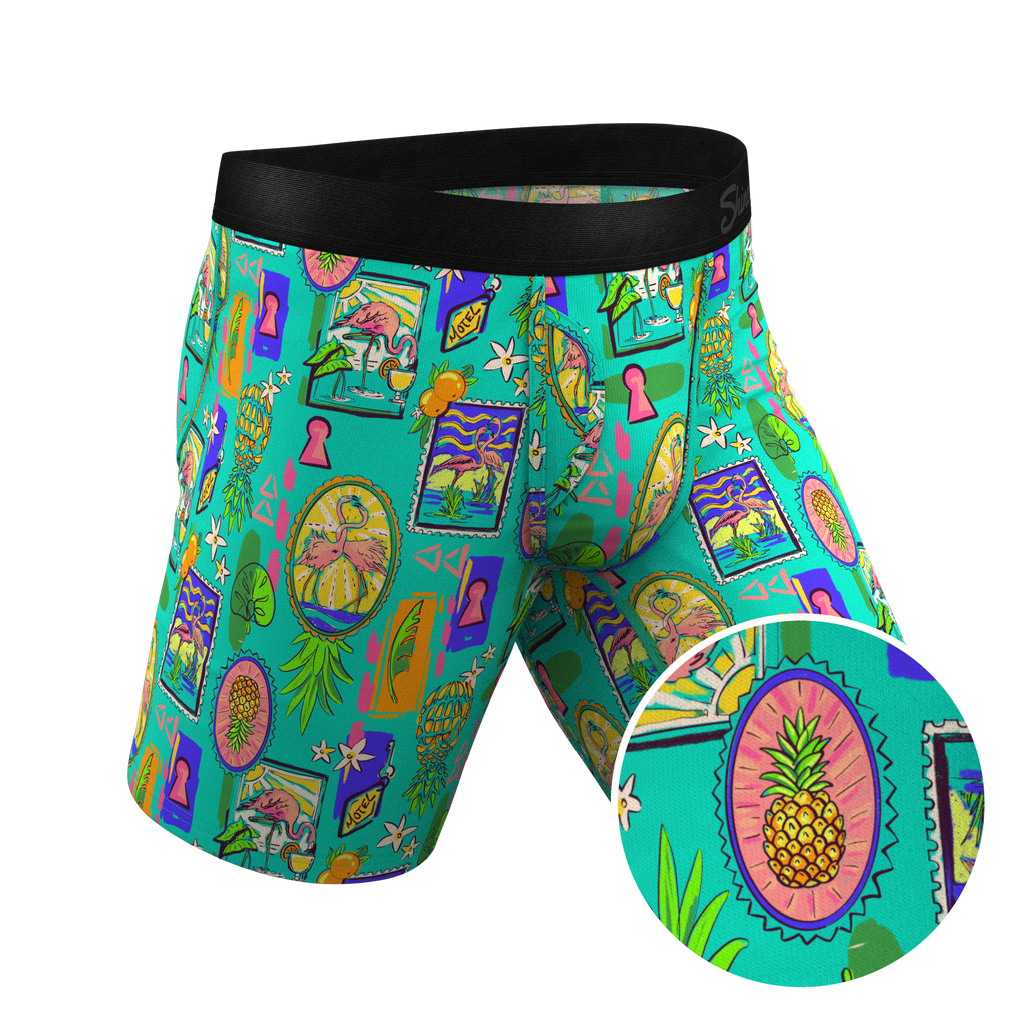 The Island Time | Pineapple Scene Ball Hammock® Boxer - Long Leg - Shinesty