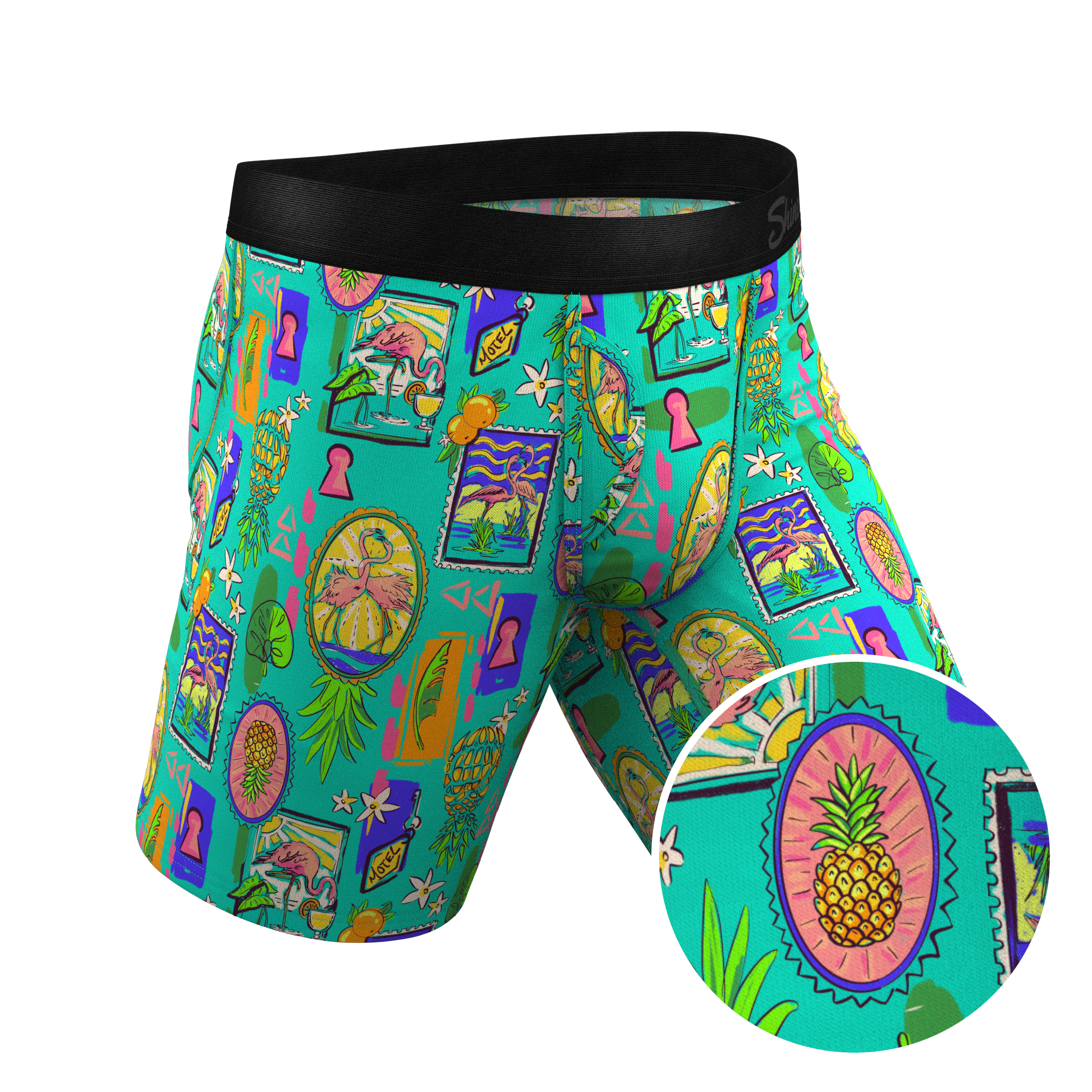 The Island Time | Pineapple Scene Ball Hammock® Boxer - Long Leg - Shinesty