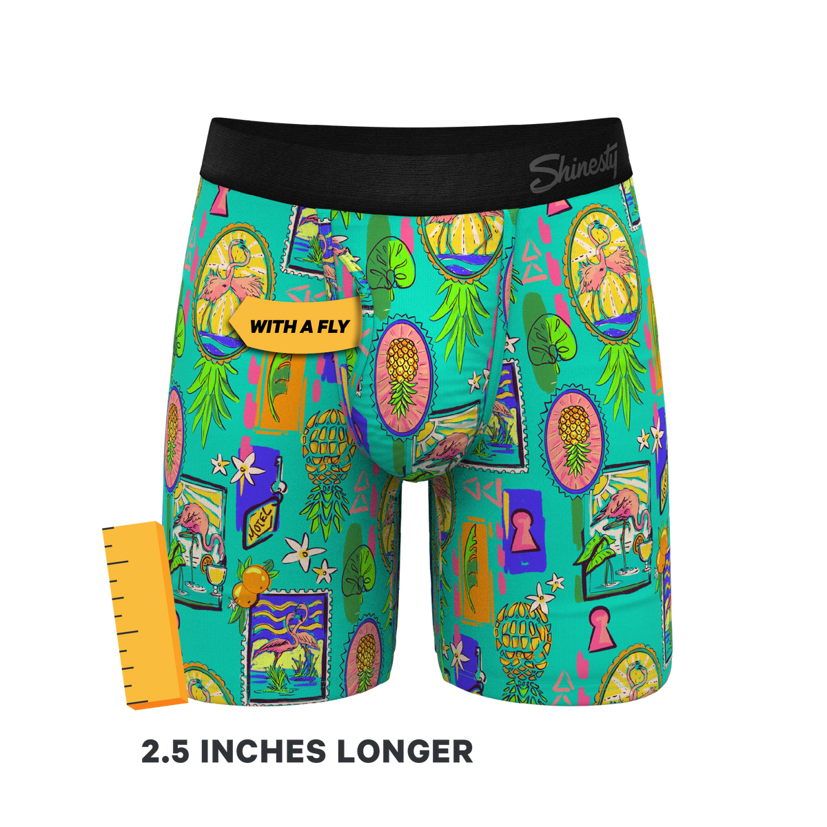 The Island Time | Pineapple Scene Ball Hammock® Boxer - Long Leg - Shinesty