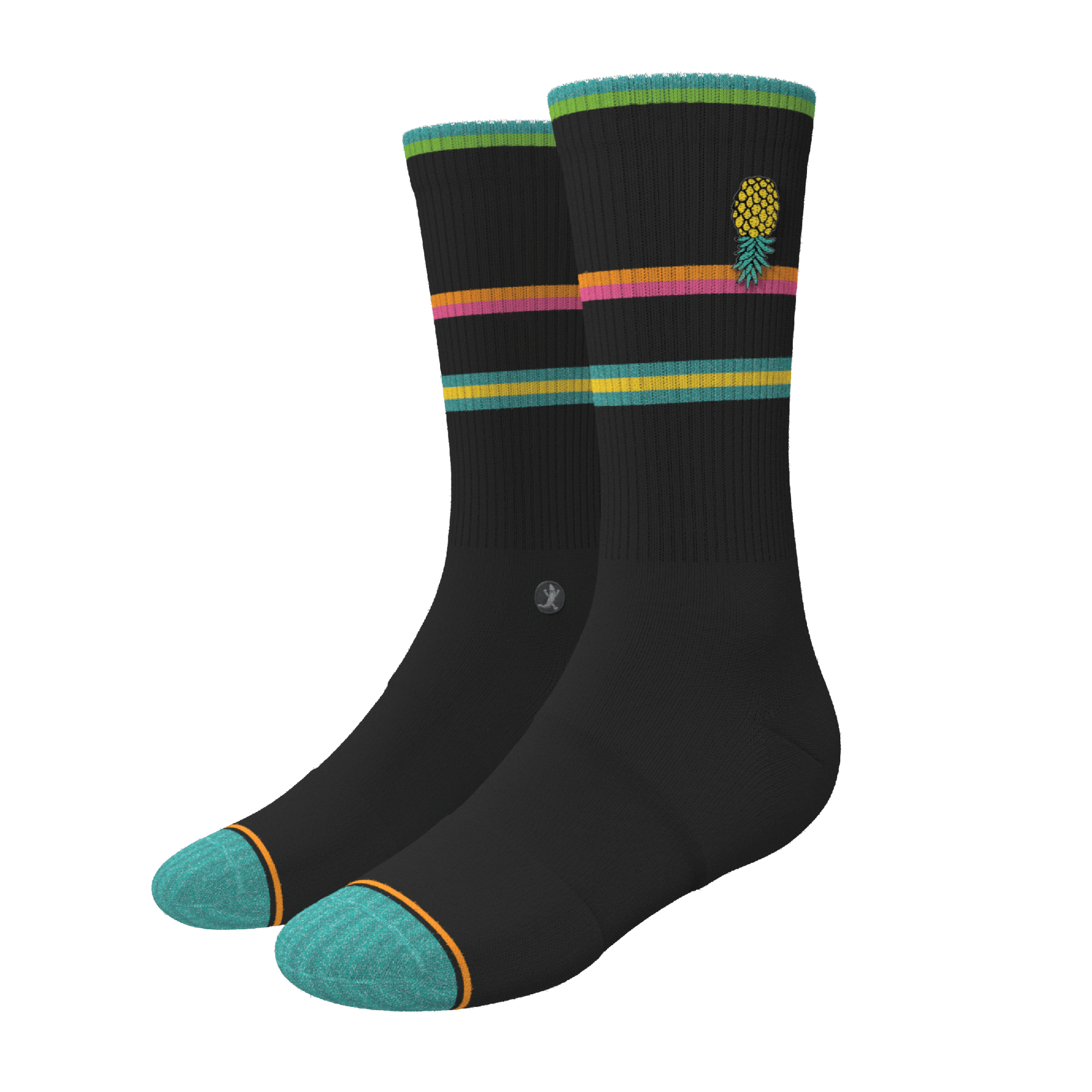 The Island Time | Black Tropical Heel Hammock™ Crew Socks - Shinesty