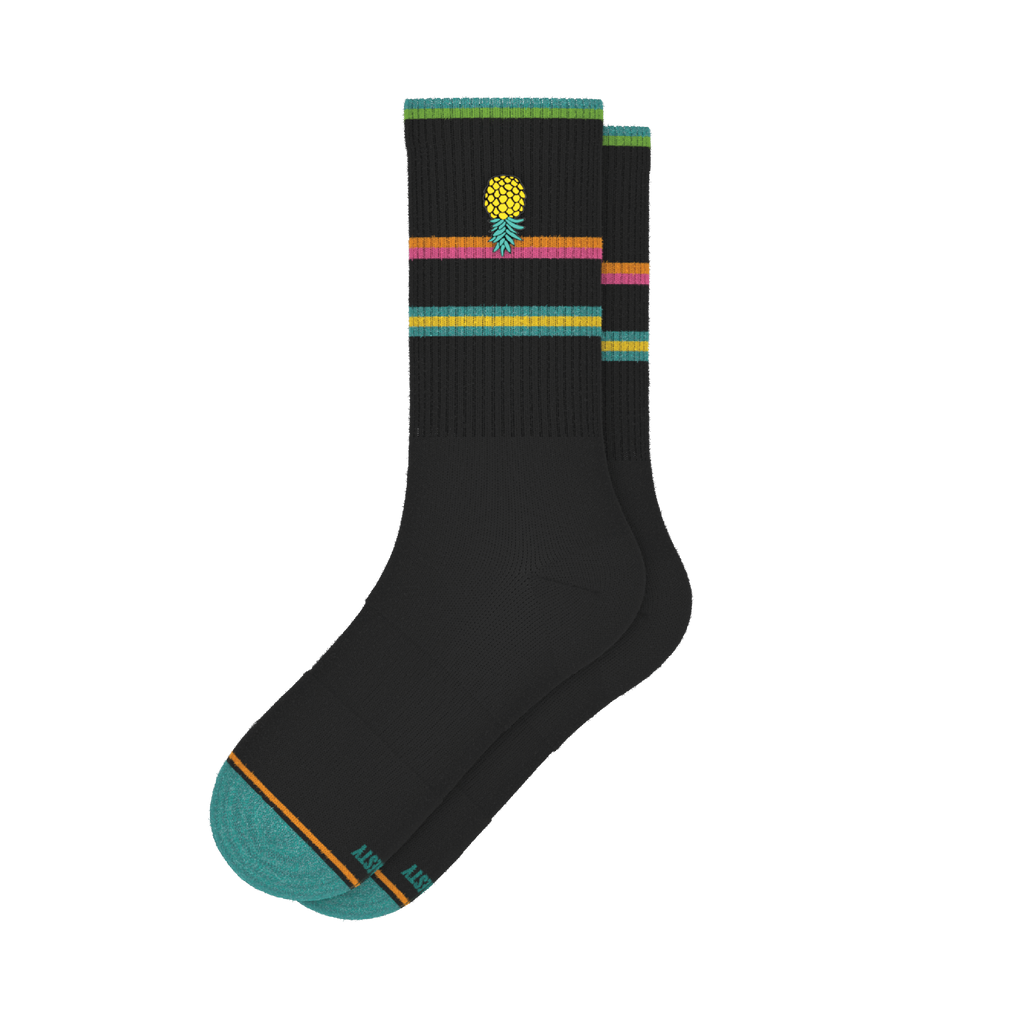 The Island Time | Black Tropical Heel Hammock™ Crew Socks - Shinesty