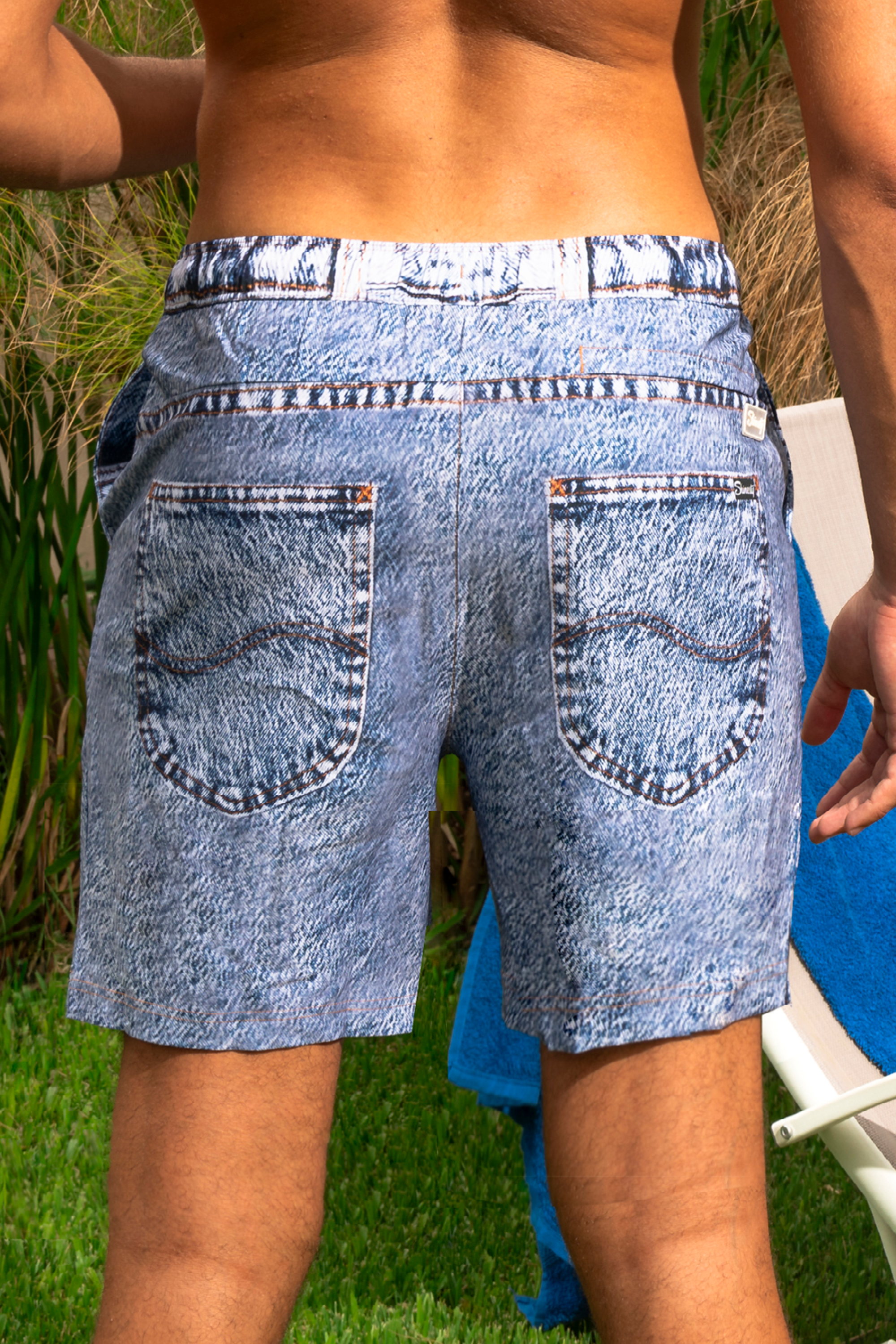 The Jacksonville Jort | Denim USA Ball Hammock® Pouch 8" Swim Trunks - Shinesty