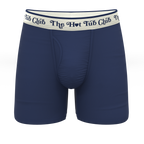 The Jet Set | Hot Tub Club Navy Ball Hammock® Pouch Underwear With Fly - Shinesty