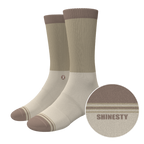 The Khaki | Tan Color Block Heel Hammock™ Crew Socks - Shinesty