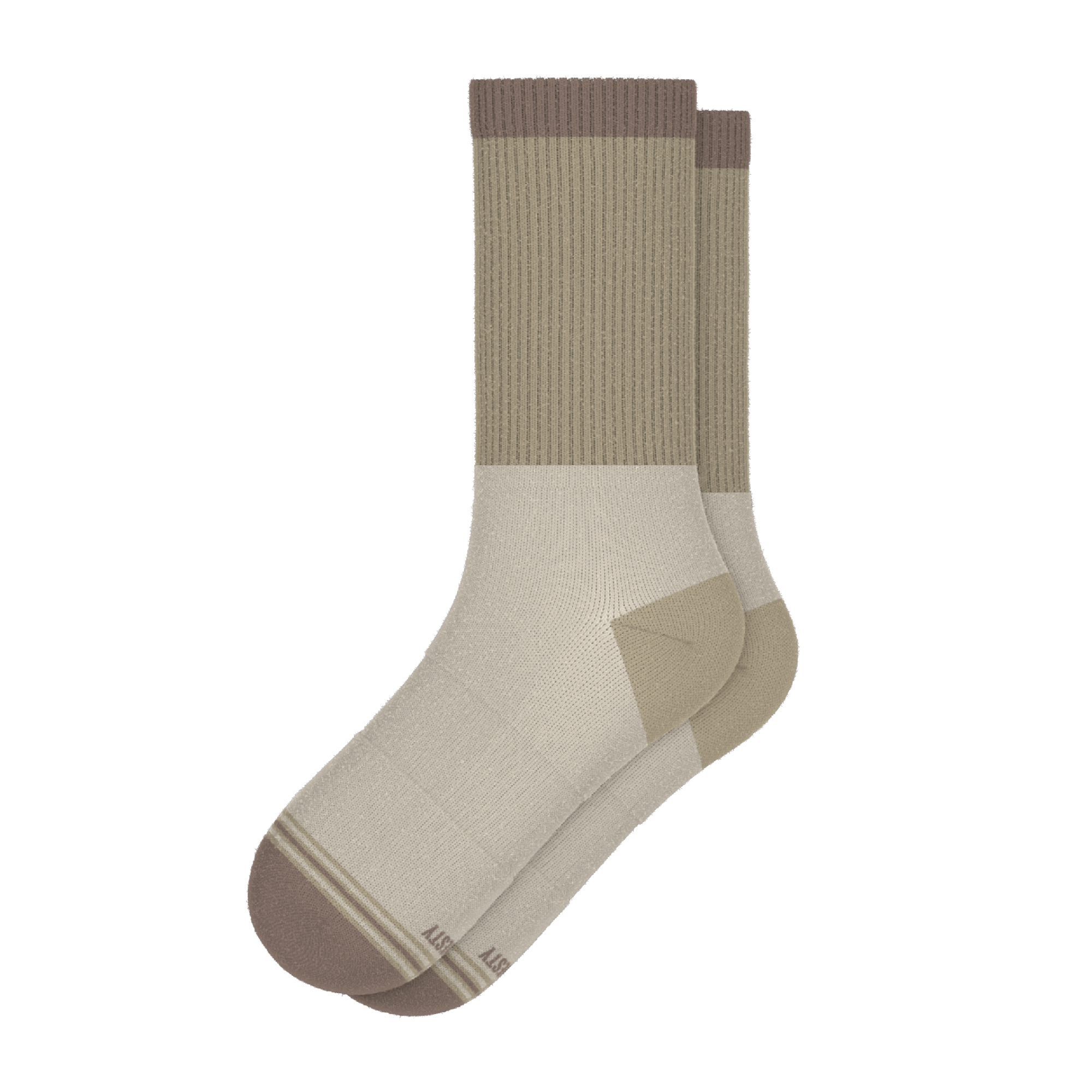 The Khaki | Tan Color Block Heel Hammock™ Crew Socks - Shinesty