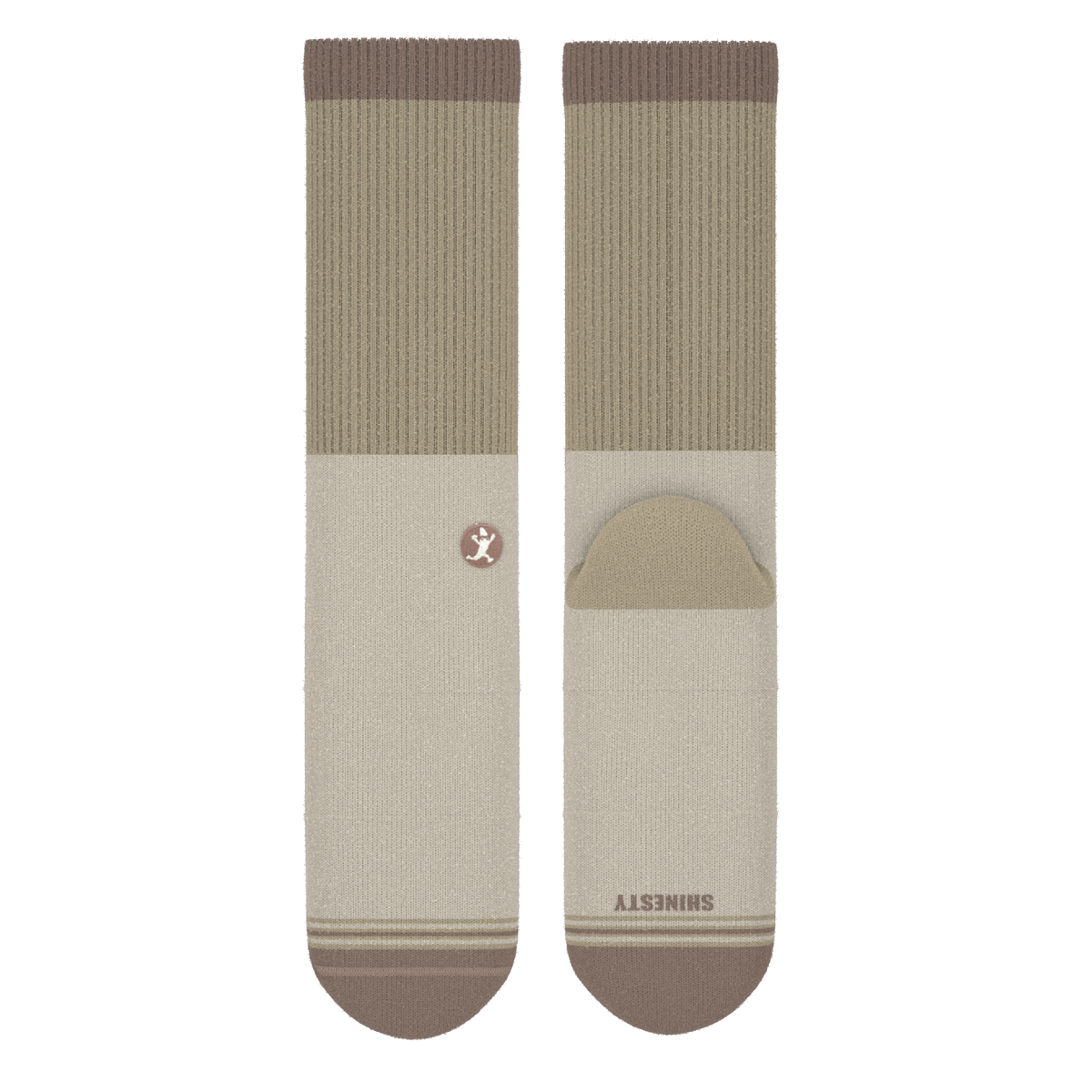 The Khaki | Tan Color Block Heel Hammock™ Crew Socks - Shinesty