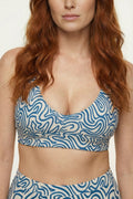 The Rio Grande | Abstract Navy Line Boob Hammock™ Plunge Bralette - Shinesty