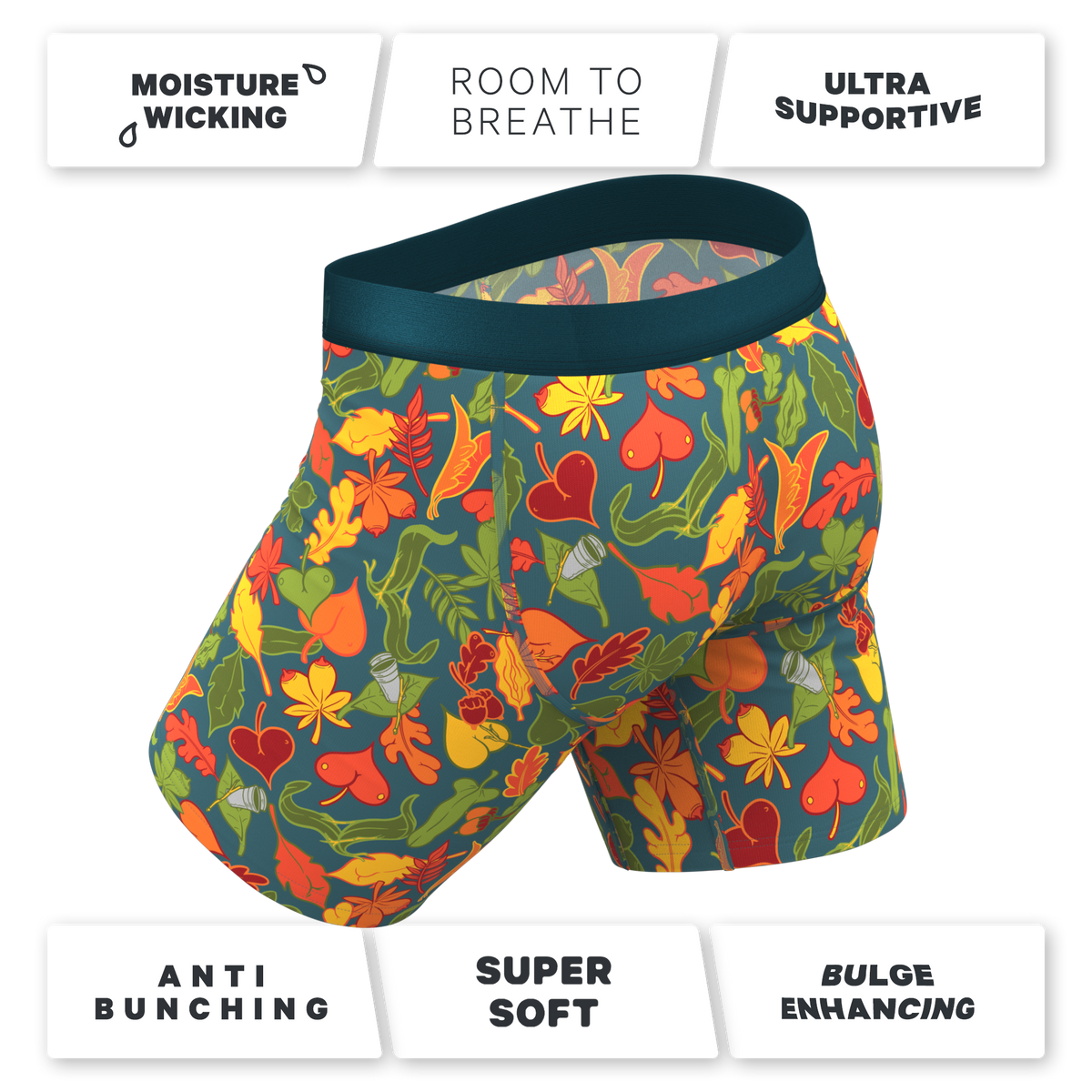 The Leaf Peeps | Naughty Leaves Ball Hammock® Boxer - Long Leg - Shinesty