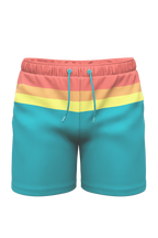 The Lifeguard | Green and Orange Retro Stripe Ball Hammock® Pouch 8" Swim Trunks - Shinesty