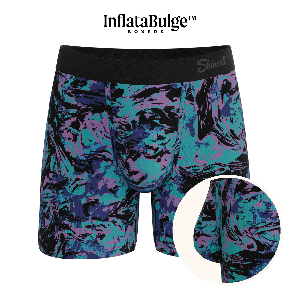 The Limestone | Retro Marbled InflataBulge™ Pump Up Boxer Briefs - Shinesty