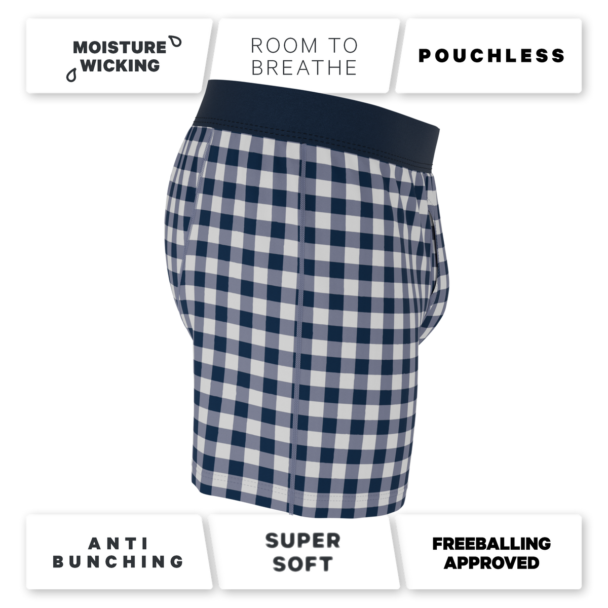 The Mad for Plaid | Navy Gingham Boxers - Shinesty