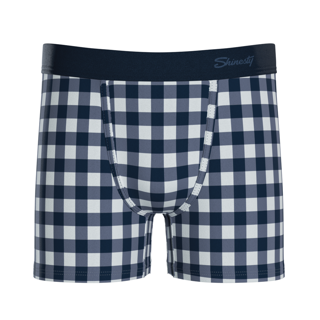 The Mad for Plaid | Navy Gingham Youth Boxer Briefs - Shinesty