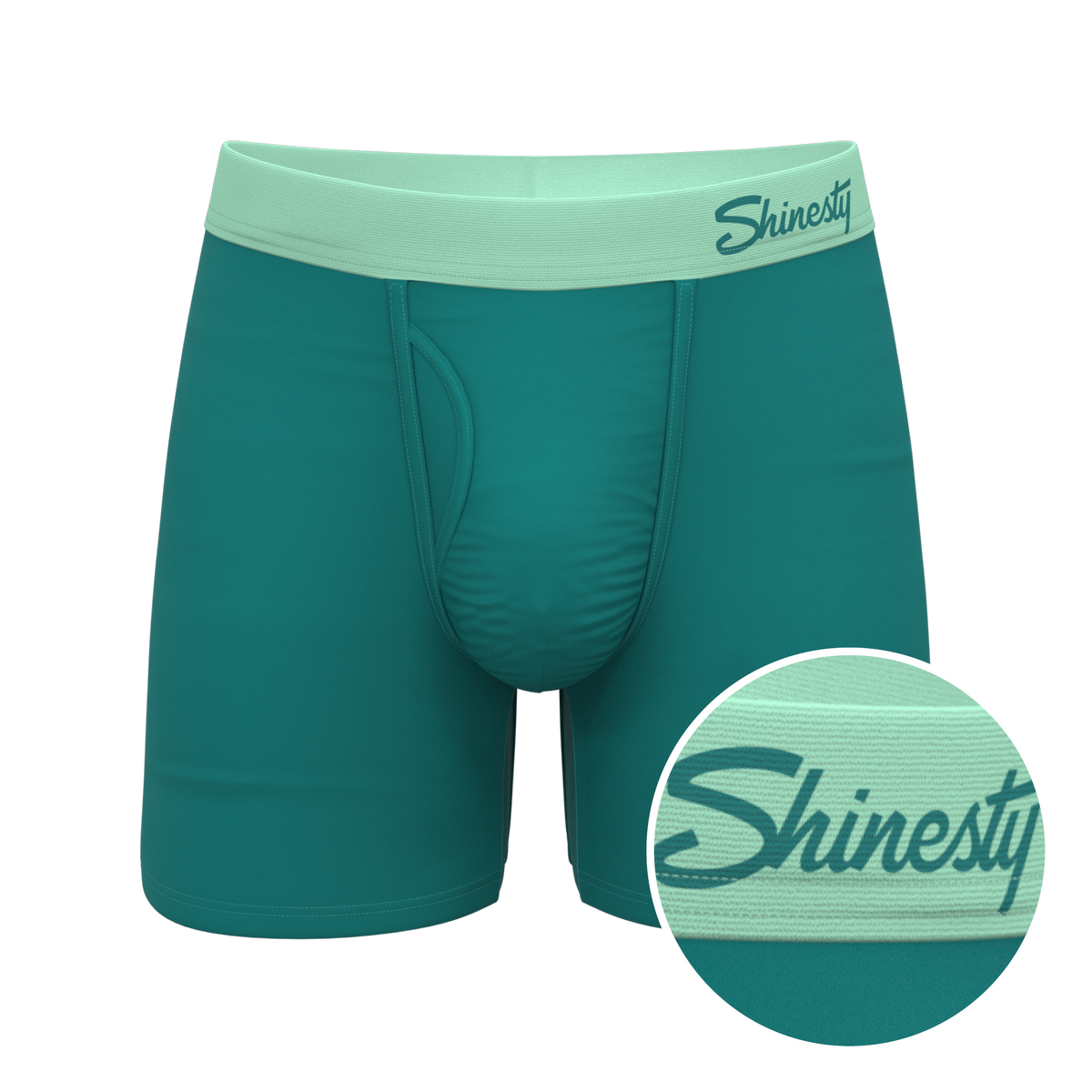 The Maldives | Teal Ball Hammock® Pouch Underwear with Fly, featuring a stylish design, close-up view highlights the comfort-focused pouch detail.