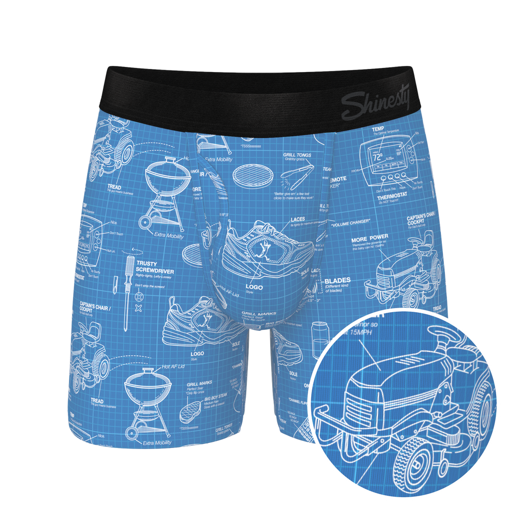 The Man With A Plan | Blueprint Ball Hammock® Pouch Underwear With Fly - Shinesty