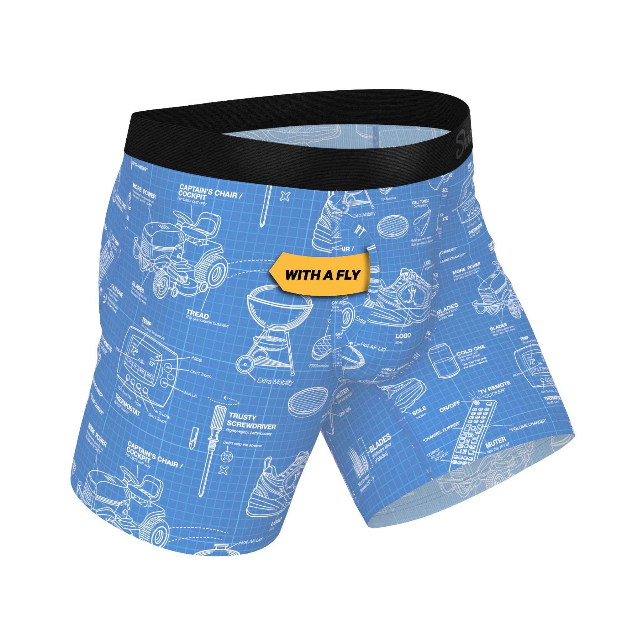 The Man With A Plan | Blueprint Ball Hammock® Pouch Underwear With Fly - Shinesty