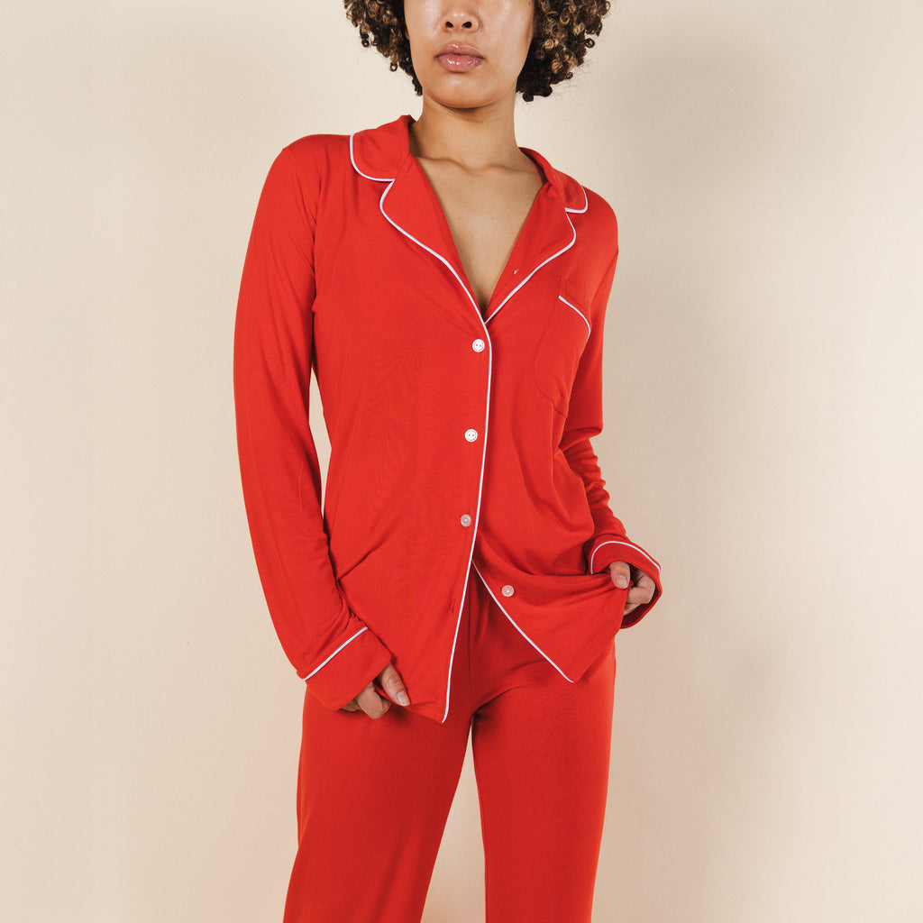 The Maraschino | Flame Scarlet Red SleepDeep™ Women’s Long Sleeve Pajama Set - Shinesty