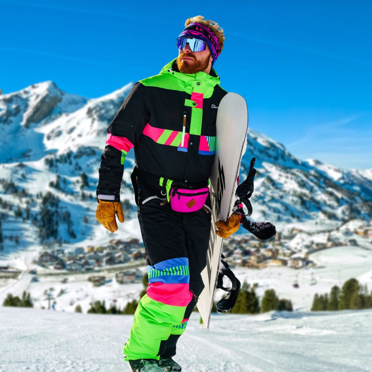 The Steep And Deep | Men's Retro Black Ski Suit - Shinesty