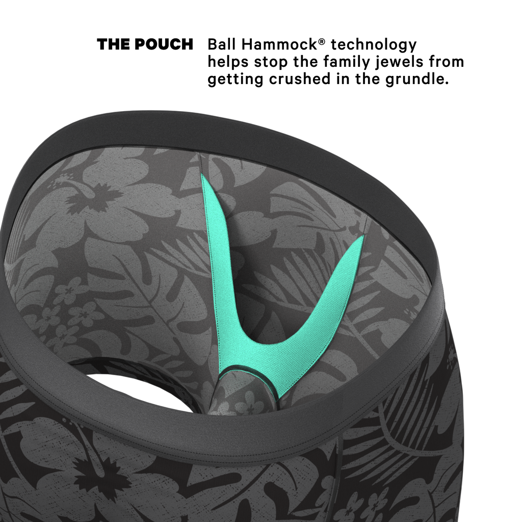 The Midnight Flora | Black Tonal Tropical Ball Hammock® Pouch Underwear - Shinesty