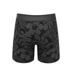 The Midnight Flora | Black Tonal Tropical Ball Hammock® Pouch Underwear With Fly - Shinesty