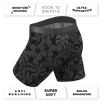 The Midnight Flora | Black Tonal Tropical Ball Hammock® Boxer - Long Leg - Shinesty