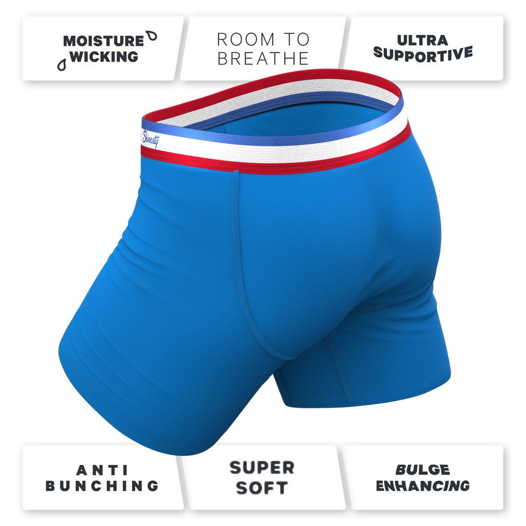 The Morning Glory | Blue with USA Waistband Ball Hammock® Pouch Underwear - Shinesty