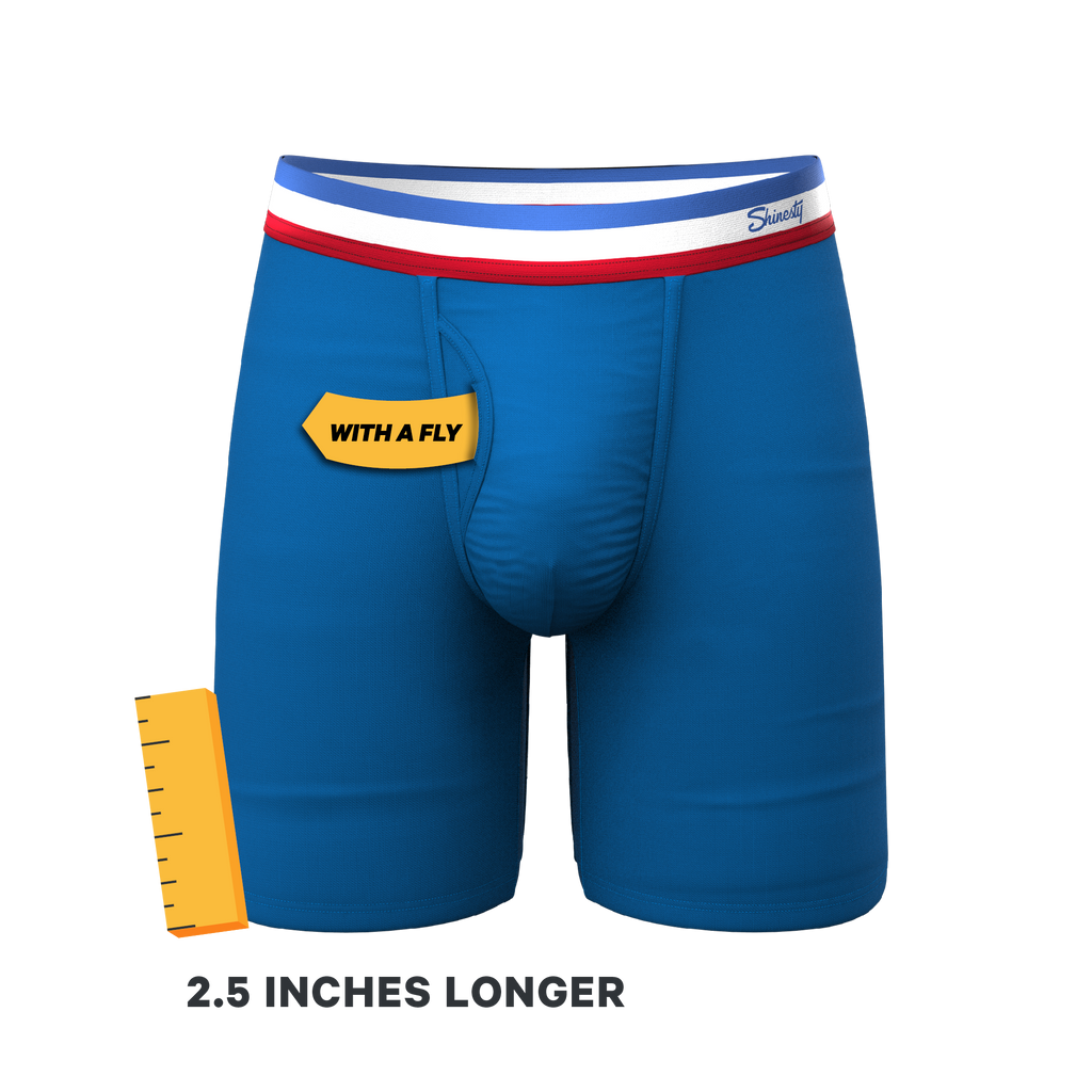 The Morning Glory | Blue with USA Waistband Ball Hammock® Boxer - Long Leg - Shinesty