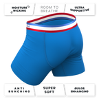 The Morning Glory | Blue with USA Waistband Ball Hammock® Pouch Underwear With Fly - Shinesty
